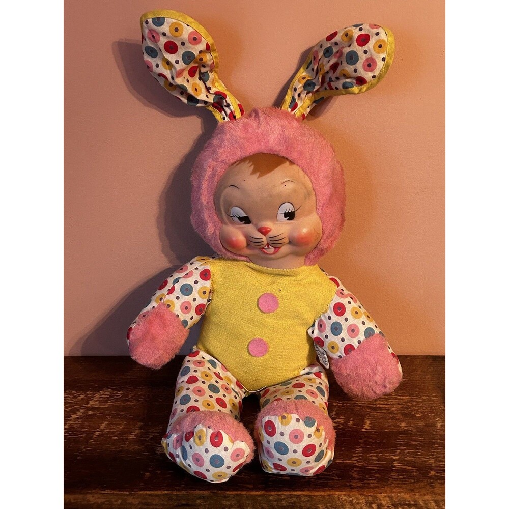 VTG Knickerbocker Anthropomorphic Rubber Faced Bunny Rabbit Plush Stuffed Animal
